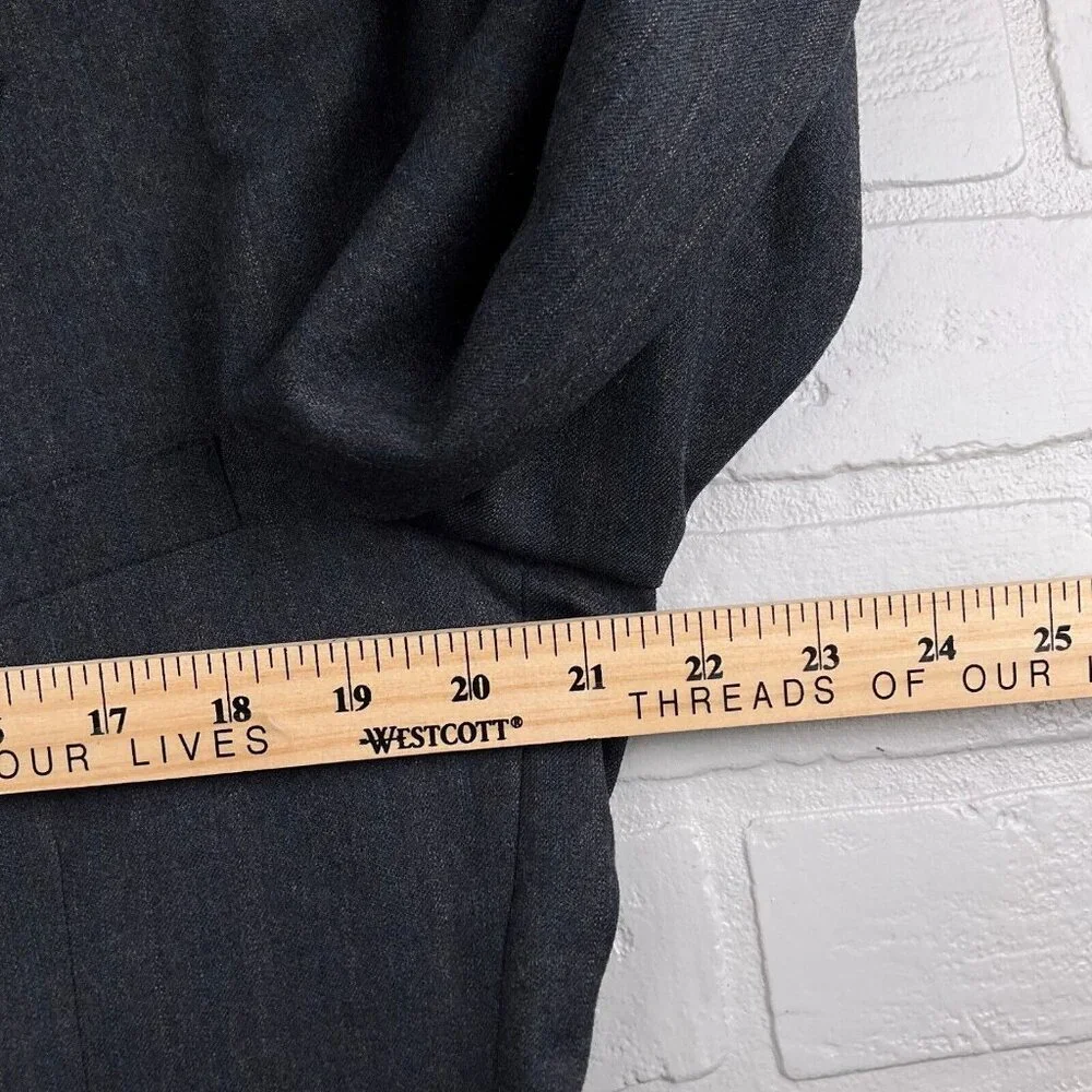 Evan Picone Blazer Men 42R Gray‎ Blue Stripe Classic Career Wool VTG USA 80s